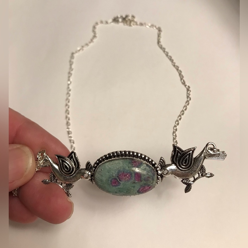 Ruby Fuchsite Stamped 925 Sterling Silver Necklace